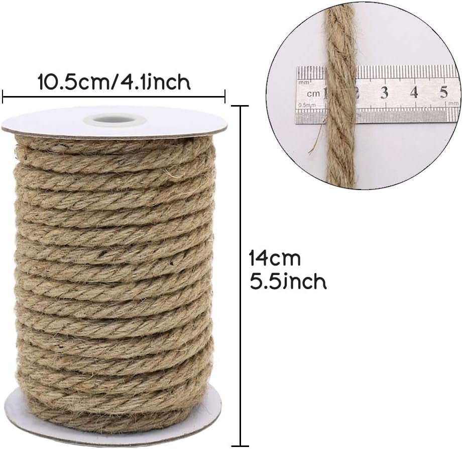 50 Feet 10Mm Jute Rope, Natural Heavy Duty Twine for Crafts, Cat Scratching Post, Gardening, Bundling and Hanging - soblessed95.store