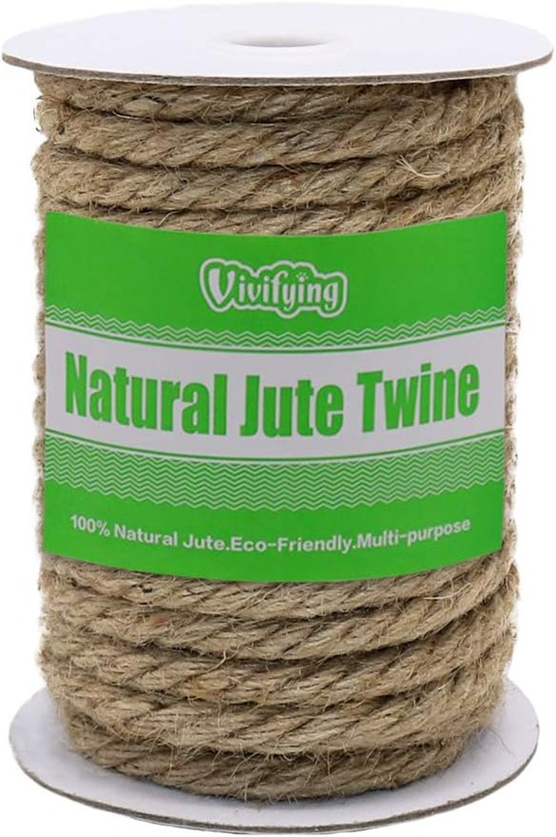 50 Feet 10Mm Jute Rope, Natural Heavy Duty Twine for Crafts, Cat Scratching Post, Gardening, Bundling and Hanging - soblessed95.store