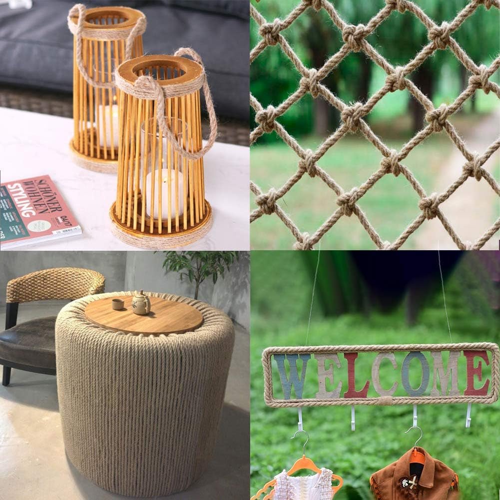 50 Feet 10Mm Jute Rope, Natural Heavy Duty Twine for Crafts, Cat Scratching Post, Gardening, Bundling and Hanging - soblessed95.store