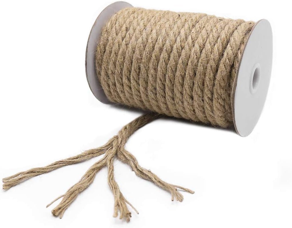 50 Feet 10Mm Jute Rope, Natural Heavy Duty Twine for Crafts, Cat Scratching Post, Gardening, Bundling and Hanging - soblessed95.store