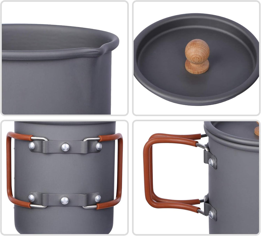 600Ml Aluminium Camping Coffee Pot with Cup, Lightweight Camping Cup Coffee Mug for Outdoor Cooking Backpacking Hiking - soblessed95.store