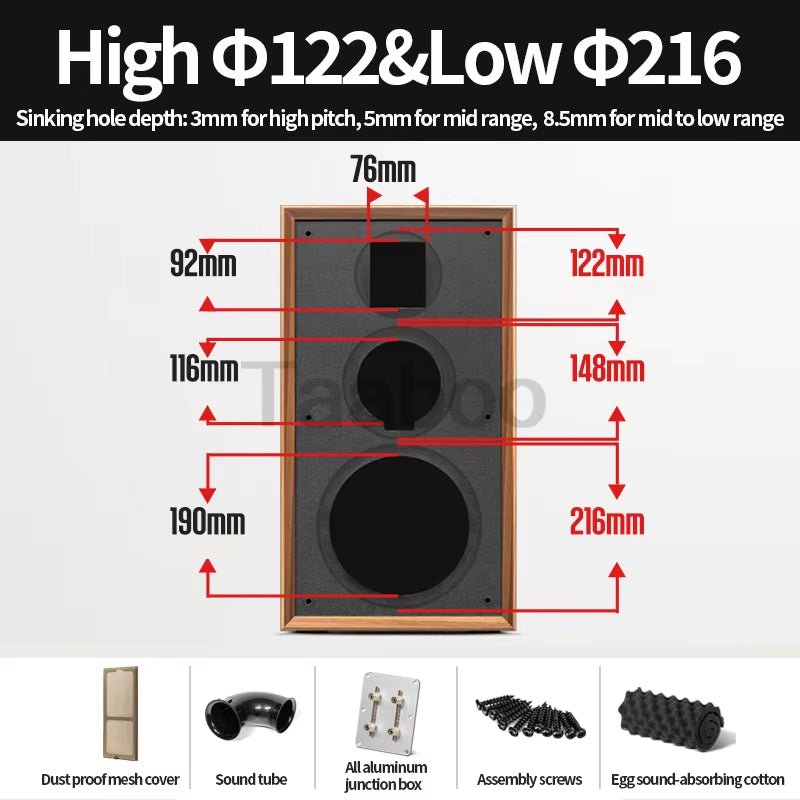 8 Inch Three - Way Labyrinth Speaker Empty Box Bookshelf Speaker Home Speaker DIY Hifi Audio Wooden Handmade Box Passive Speaker - soblessed95.store