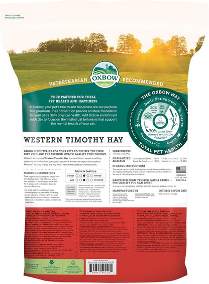 Animal Health Western Timothy Hay, Guinea Pig Hay, Small Pet Bunny Supplies, All Natural Grass for Guinea Pig, Bunny, Chinchilla & Hamster,  Rabbit Supplies for Bunnies, 90 Oz. Bag