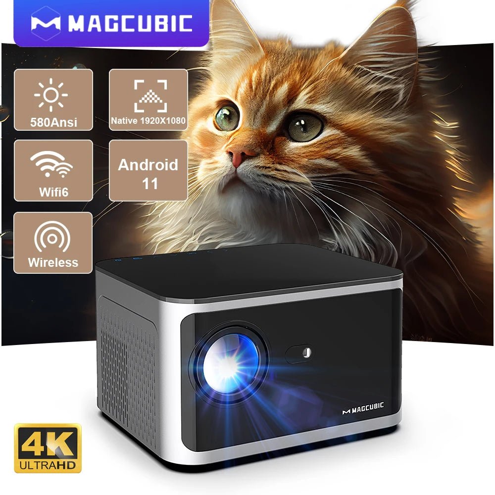 Android 11 4K Smart Projector 580ANSI 1920*1080P Full HD Wifi6 BT5.0 Allwinner H713 Voice Control Home Cinema Theater - soblessed95.store