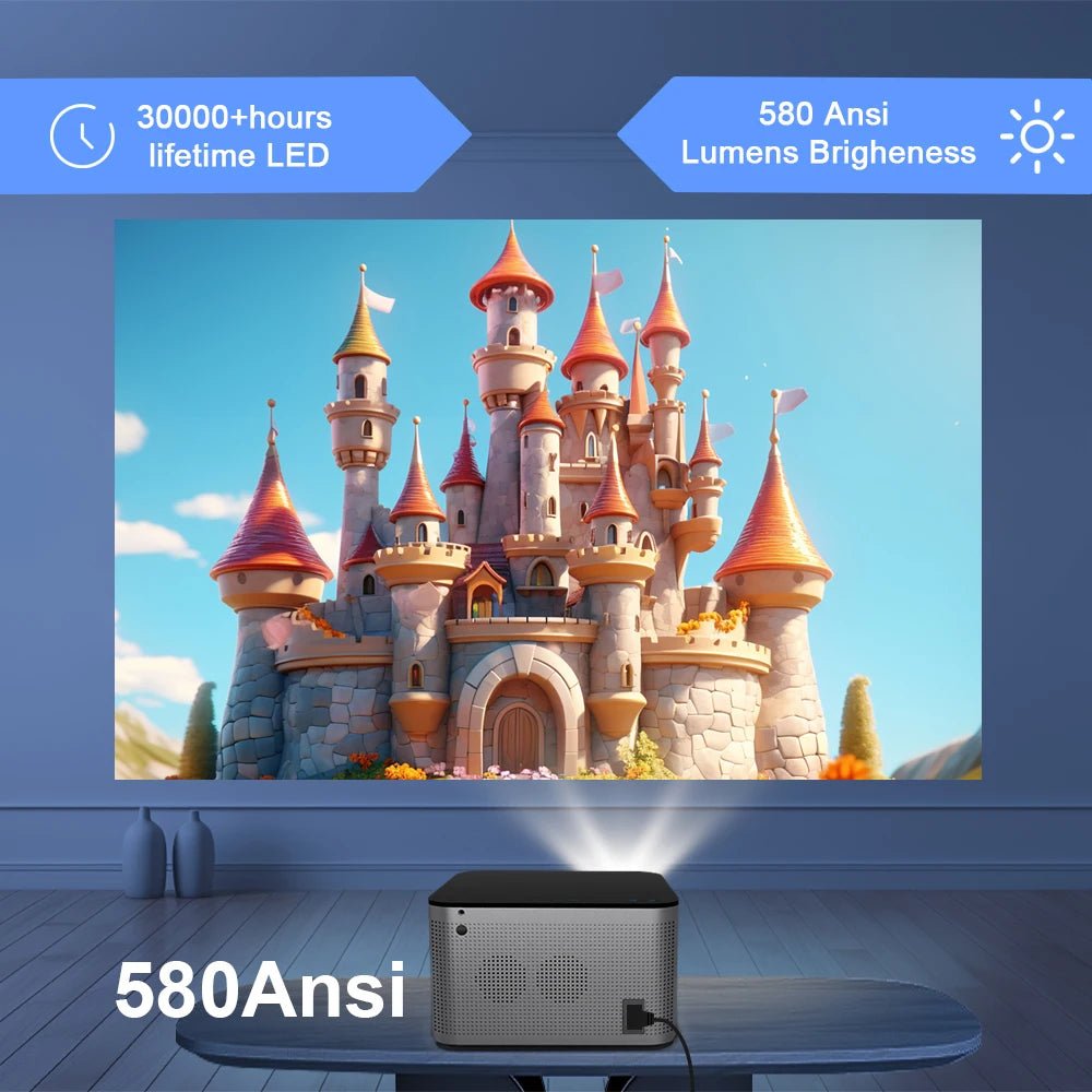 Android 11 4K Smart Projector 580ANSI 1920*1080P Full HD Wifi6 BT5.0 Allwinner H713 Voice Control Home Cinema Theater - soblessed95.store