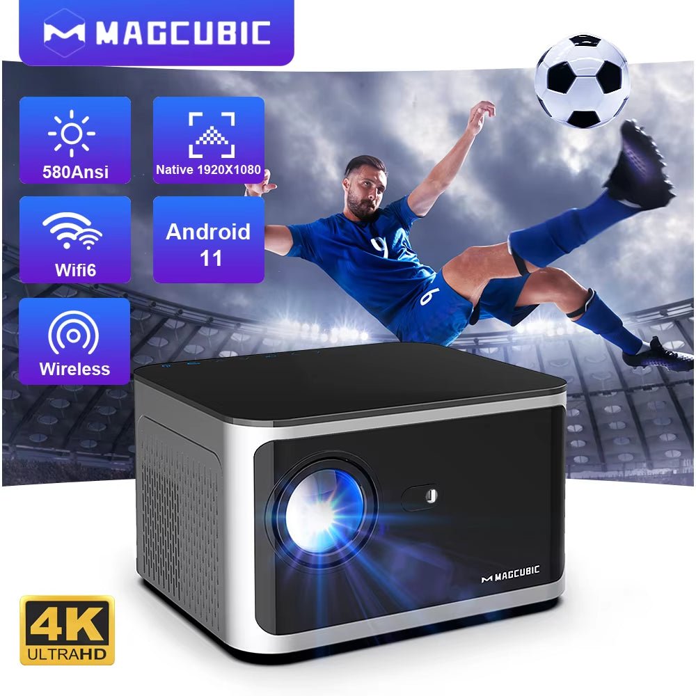 Android 11 4K Smart Projector 580ANSI 1920*1080P Full HD Wifi6 BT5.0 Allwinner H713 Voice Control Home Cinema Theater - soblessed95.store