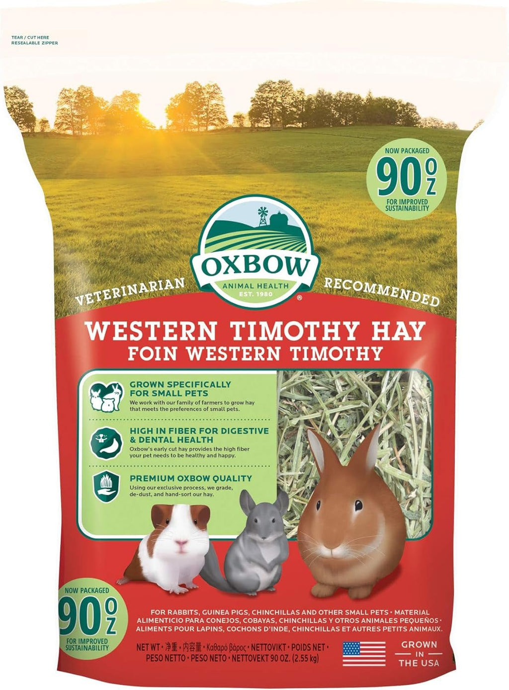 Animal Health Western Timothy Hay, Guinea Pig Hay, Small Pet Bunny Supplies, All Natural Grass for Guinea Pig, Bunny, Chinchilla & Hamster, Rabbit Supplies for Bunnies, 90 Oz. Bag - soblessed95.store