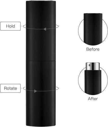 8ML Perfume Atomizer (2PCS), Cologne Sprayer, Mini Empty Travel Spray Bottle for Men and Women (Black)