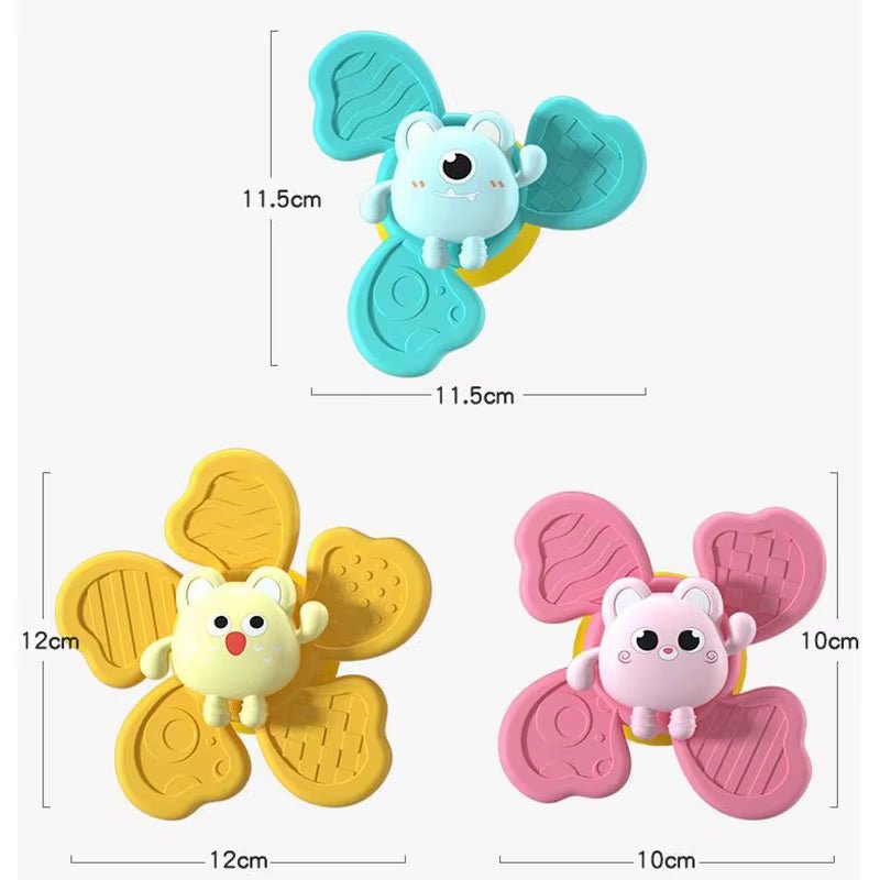 Baby Bath Toys Funny Bathing Sucker Spinner Suction Cup Cartoon Rattles Fidget Educational Toy Montessori Children Boy Girl Gift - soblessed95.store