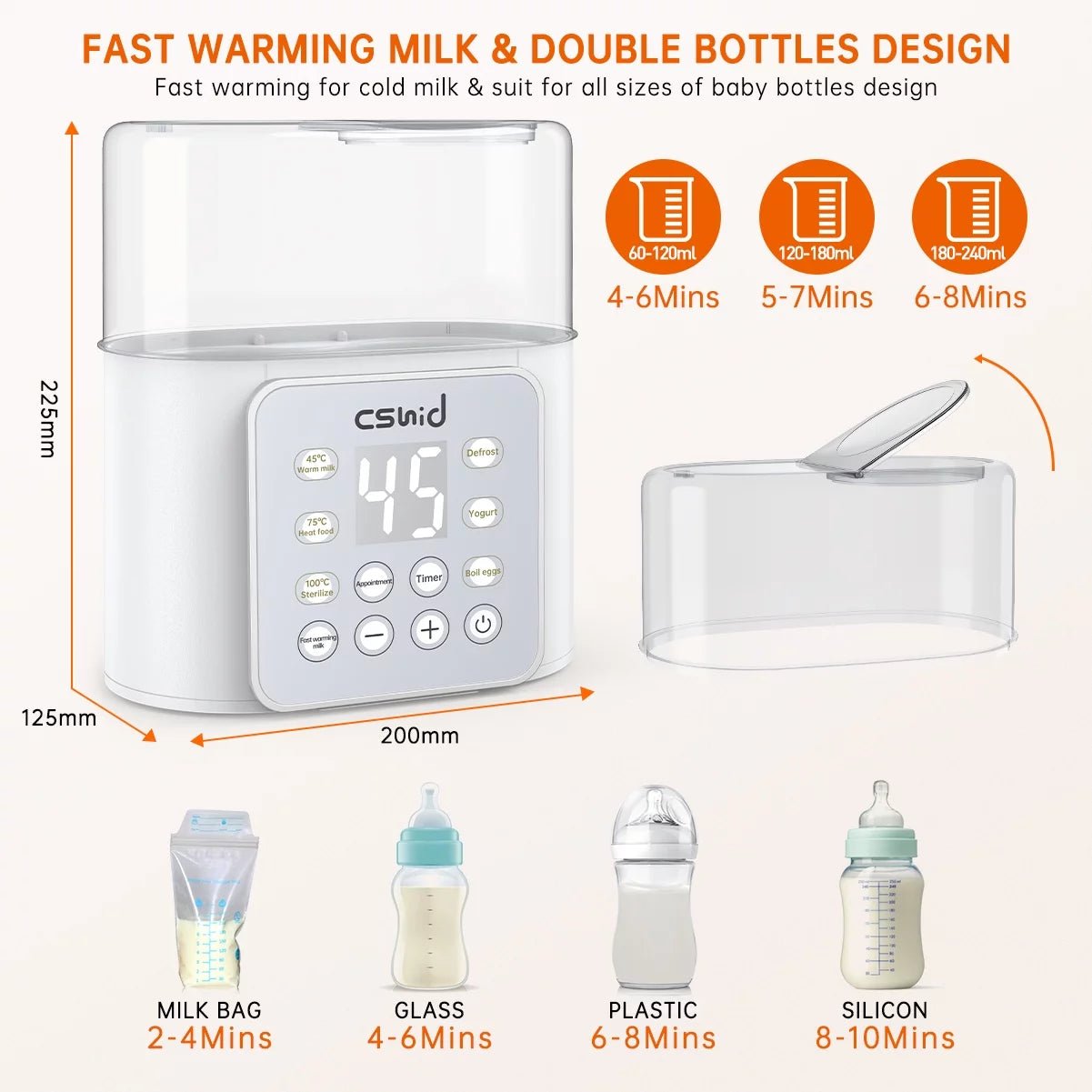 Baby Bottle Warmer, 9 - In - 1 Fast Baby Food Heater & Defrost, Double Bottle Warmer with Appointment &Timer, Bpa - Free, Accurate Temperature Control for Breastmilk & Formula, LCD Display - soblessed95.store