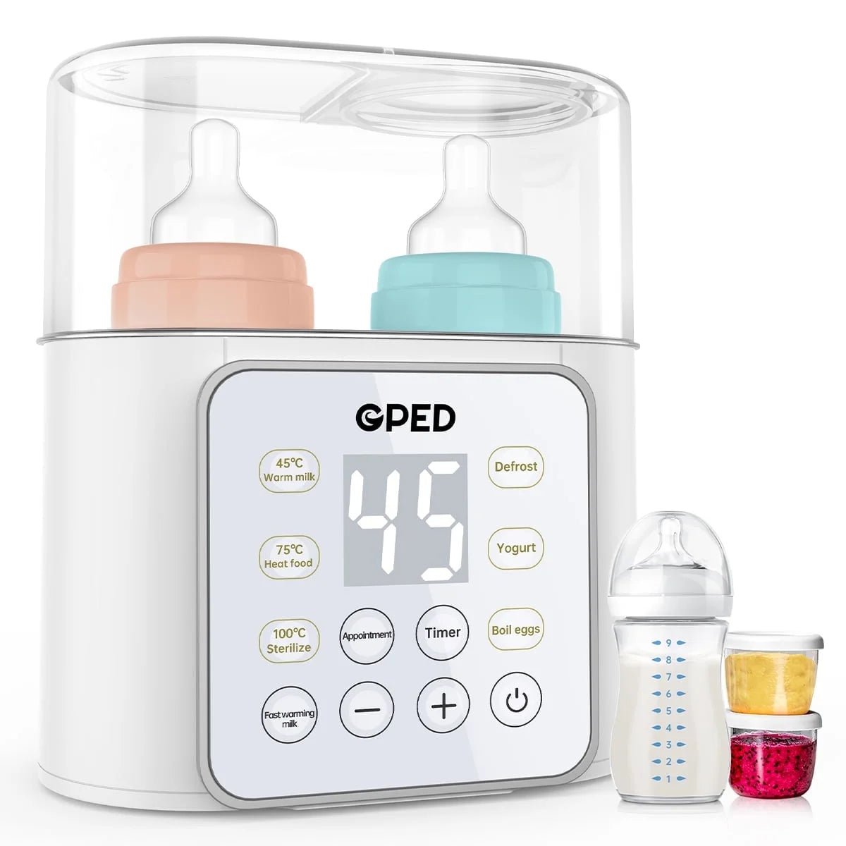 Baby Bottle Warmer, 9 - In - 1 Fast Baby Food Heater & Defrost, Double Bottle Warmer with Appointment &Timer, Bpa - Free, Accurate Temperature Control for Breastmilk & Formula, LCD Display - soblessed95.store