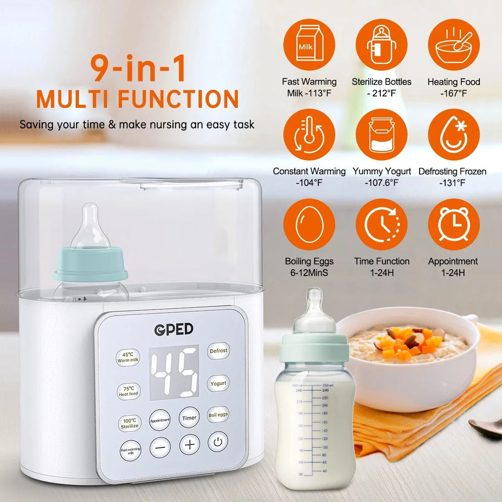 Baby Bottle Warmer, 9 - In - 1 Fast Baby Food Heater & Defrost, Double Bottle Warmer with Appointment &Timer, Bpa - Free, Accurate Temperature Control for Breastmilk & Formula, LCD Display - soblessed95.store