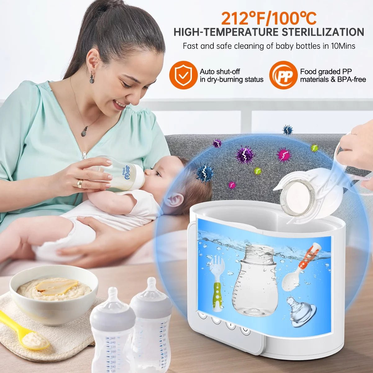 Baby Bottle Warmer, 9 - In - 1 Fast Baby Food Heater & Defrost, Double Bottle Warmer with Appointment &Timer, Bpa - Free, Accurate Temperature Control for Breastmilk & Formula, LCD Display - soblessed95.store
