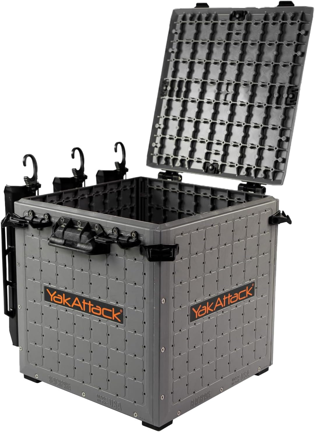 Blackpak Pro 13" X 13" Fishing Crate with 3 Rod Holders - Battleship Grey | Compact Tackle Storage Box & Gear Organizer for Kayaks | Lightweight, Durable & Customizable Marine Accessory - soblessed95.store