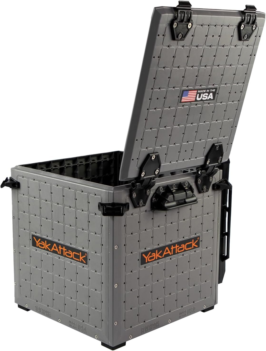 Blackpak Pro 13" X 13" Fishing Crate with 3 Rod Holders - Battleship Grey | Compact Tackle Storage Box & Gear Organizer for Kayaks | Lightweight, Durable & Customizable Marine Accessory - soblessed95.store