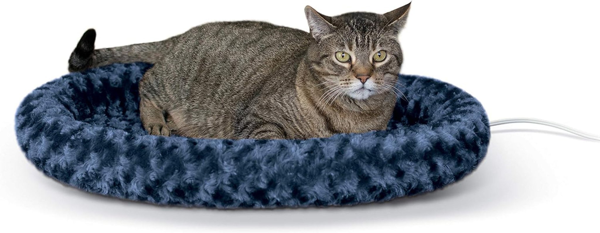 Bolster Heated Cat Bed for Indoor Cats, Thermo - Kitty Fashion Splash Orthopedic Foam Heated Pet Bed for Large Cats, Dogs, Waterproof Pet Heater, Safety Listed - Large 16 X 22In Blue - soblessed95.store