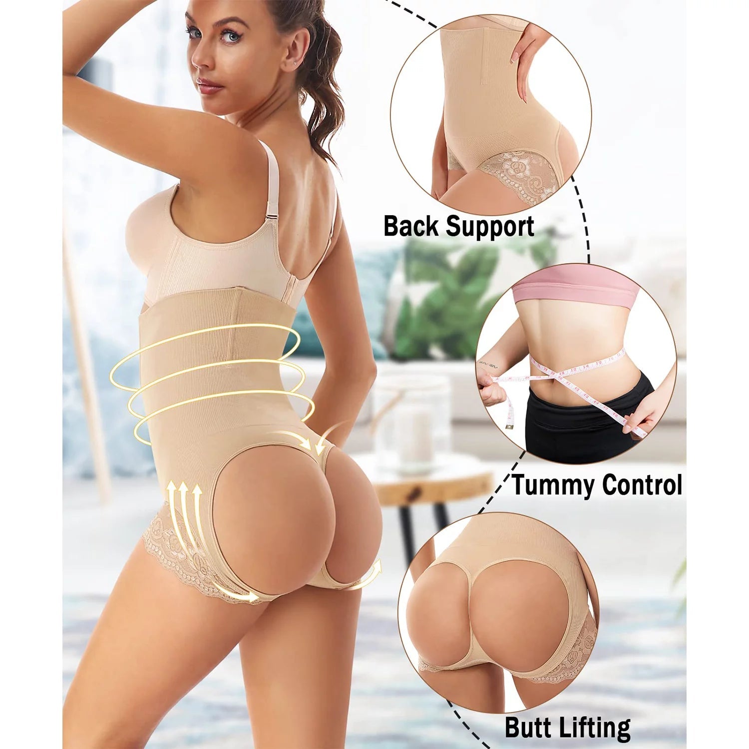 Butt Lifting Shapewear for Women Tummy Control Butt Lifter Panties Booty Lifter Shapewear Bigger Butt Lift Waist Shaper - soblessed95.store