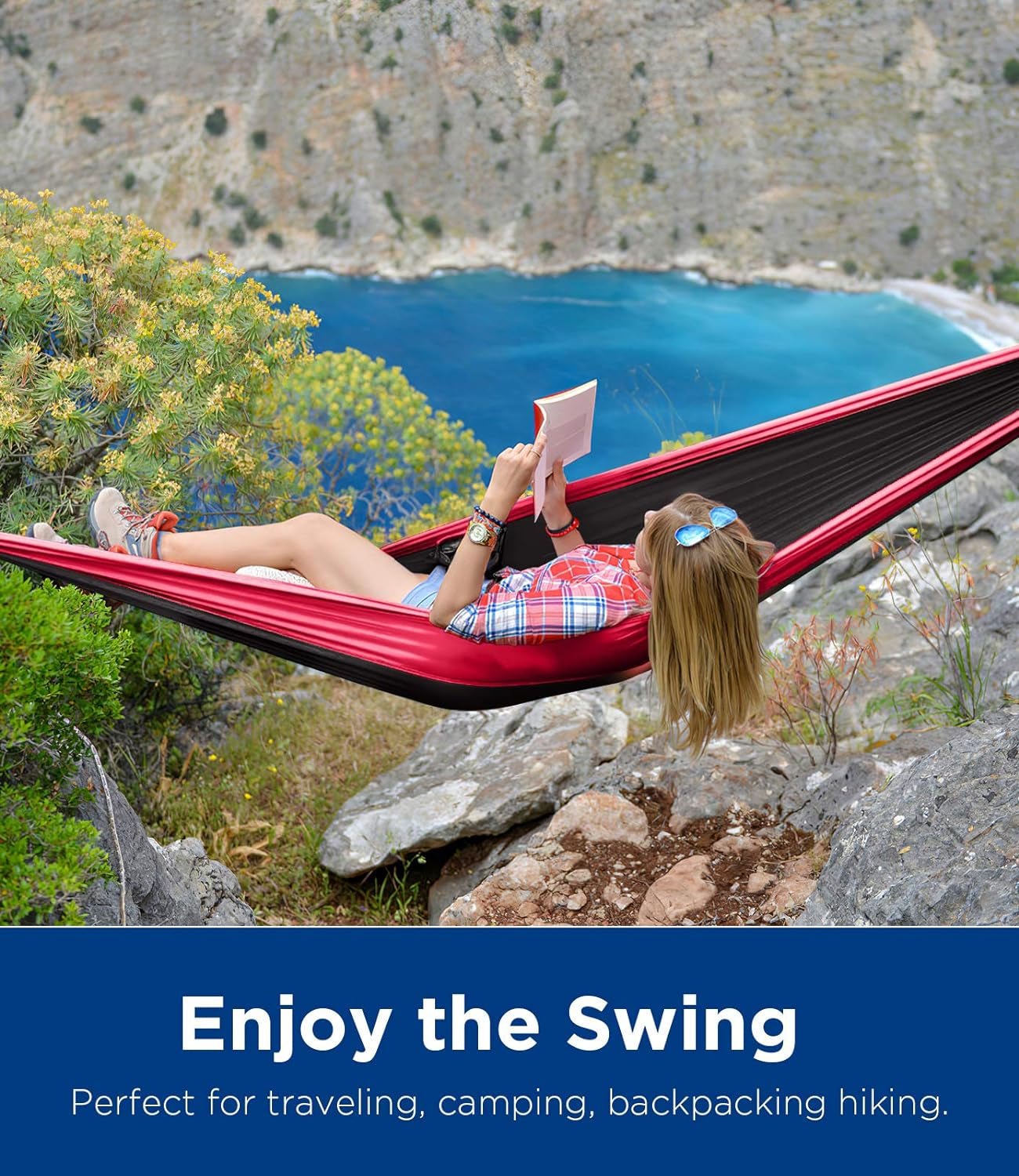 Camping Hammock Single & Double Portable Hammock Ultralight Nylon Parachute Hammocks with 2 Hanging Straps for Backpacking, Travel, Beach, Camping, Hiking, Backyard - soblessed95.store