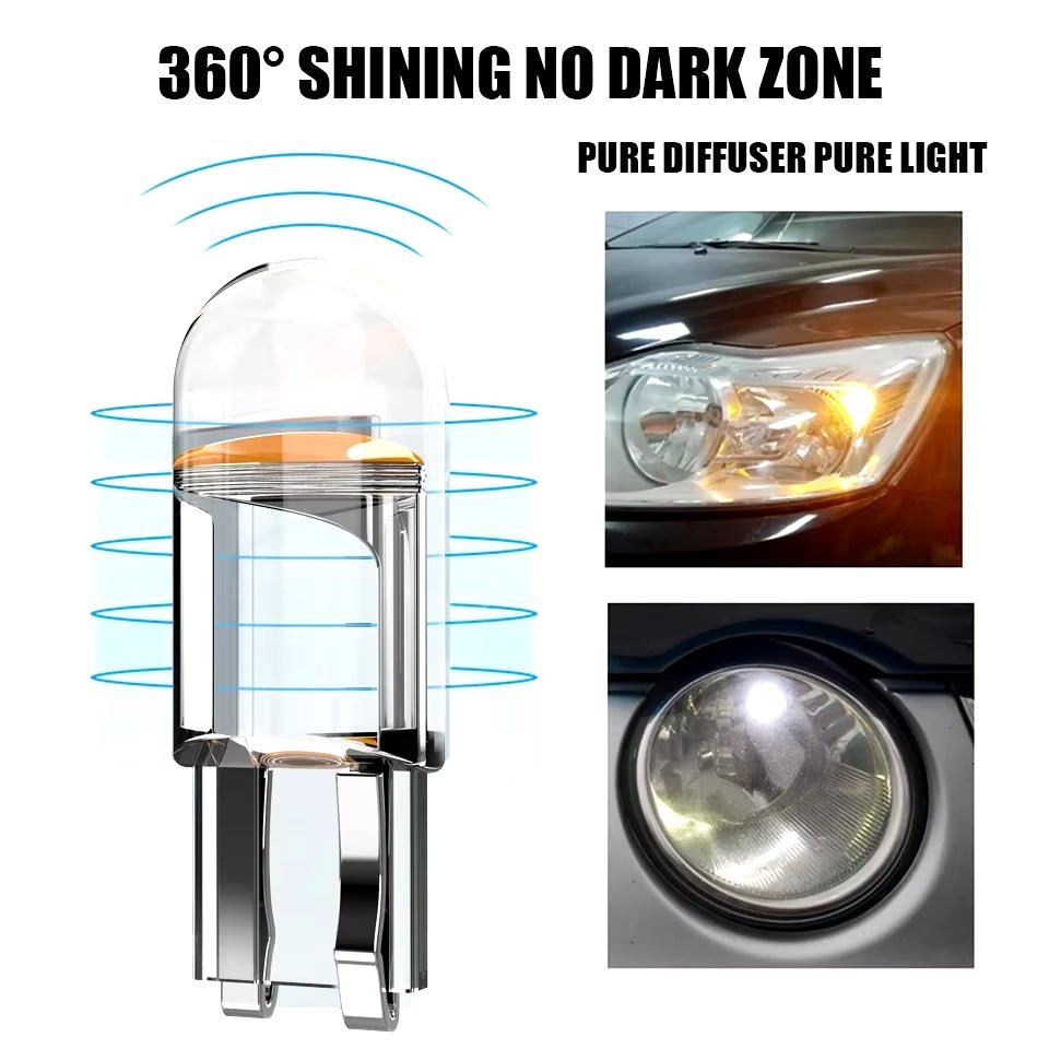 Car LED T10 W5W Canbus Glass COB 6000K Reading Dome Lamp Marker Wedge License Platelight Bulb 168 194 192 DC 12V White Blue Red - soblessed95.store