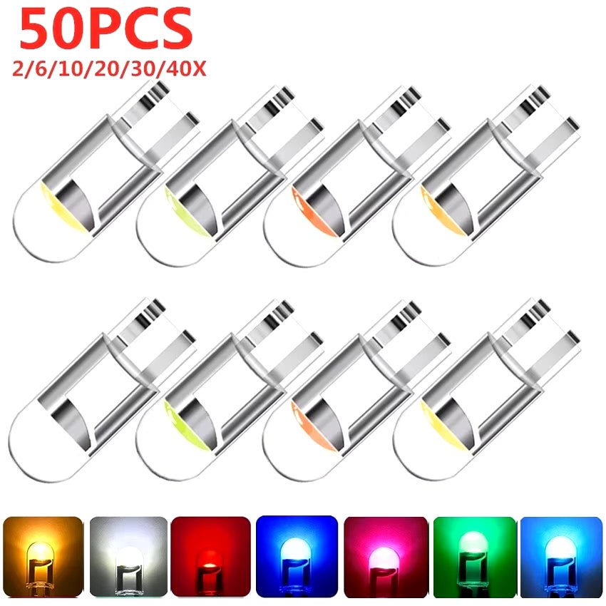 Car LED T10 W5W Canbus Glass COB 6000K Reading Dome Lamp Marker Wedge License Platelight Bulb 168 194 192 DC 12V White Blue Red - soblessed95.store