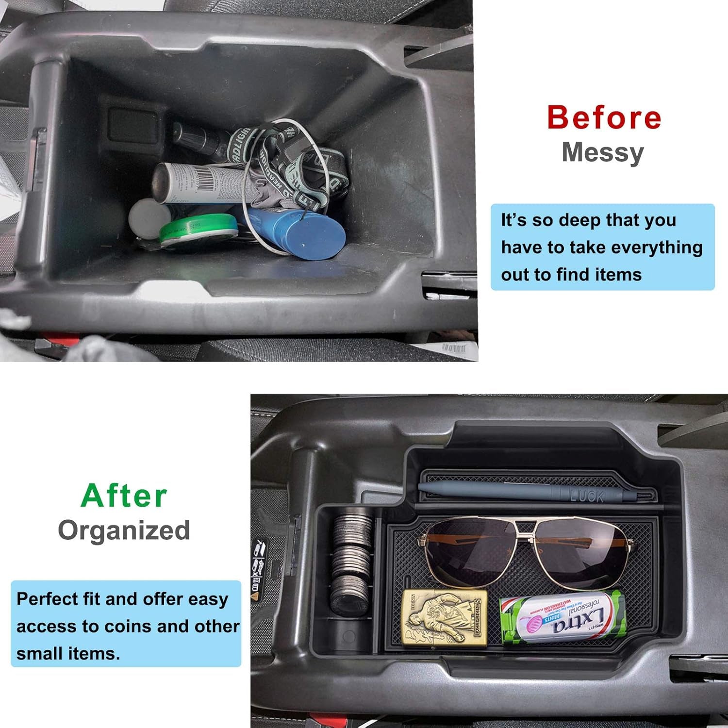 Center Console Organizer Compatible with Chevy Colorado/Gmc Canyon 2015 - 2021 2022, Armrest Insert Tray Secondary Storage Box - Black - soblessed95.store