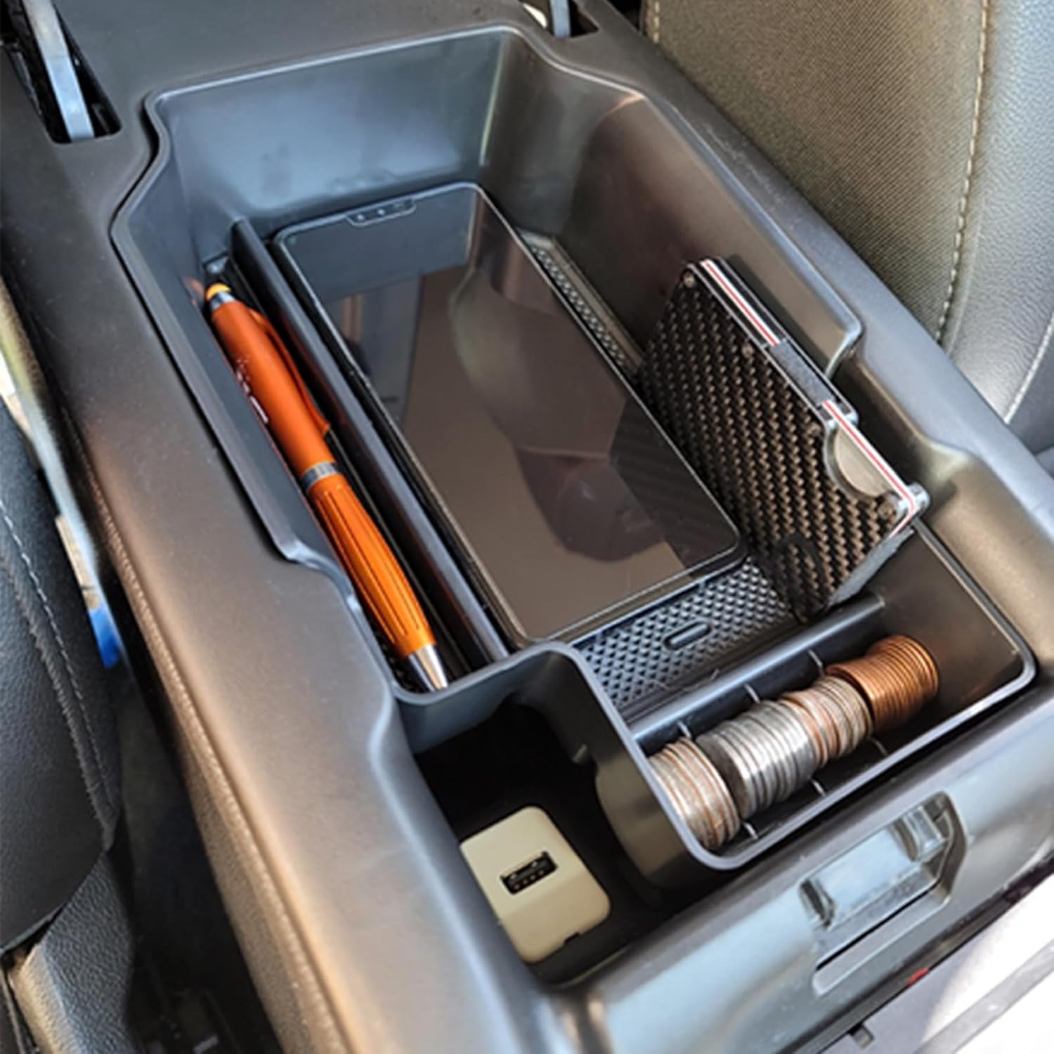 Center Console Organizer Compatible with Chevy Colorado/Gmc Canyon 2015 - 2021 2022, Armrest Insert Tray Secondary Storage Box - Black - soblessed95.store