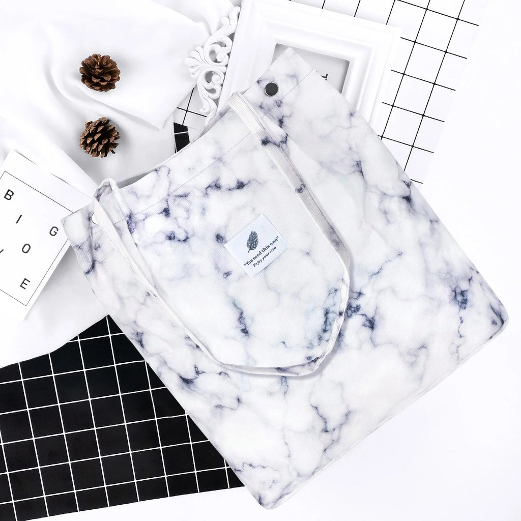 Corduroy Tote Bag Large for Women Girl Lady Canvas Shoulder Cord Purse and Handbags with Inner Pocket - soblessed95.store