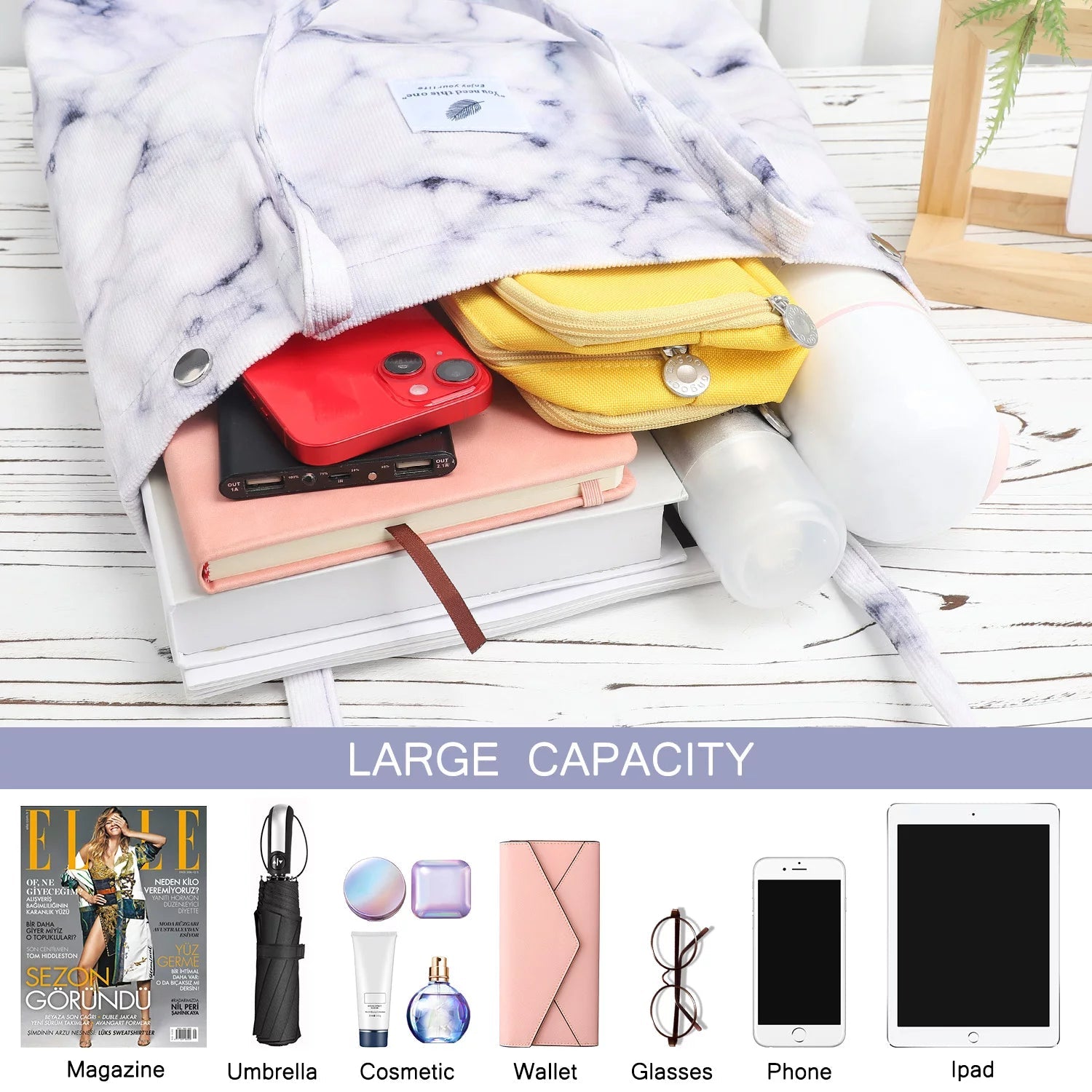 Corduroy Tote Bag Large for Women Girl Lady Canvas Shoulder Cord Purse and Handbags with Inner Pocket - soblessed95.store