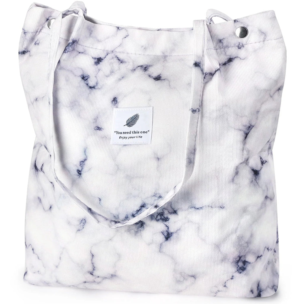 Corduroy Tote Bag Large for Women Girl Lady Canvas Shoulder Cord Purse and Handbags with Inner Pocket - soblessed95.store