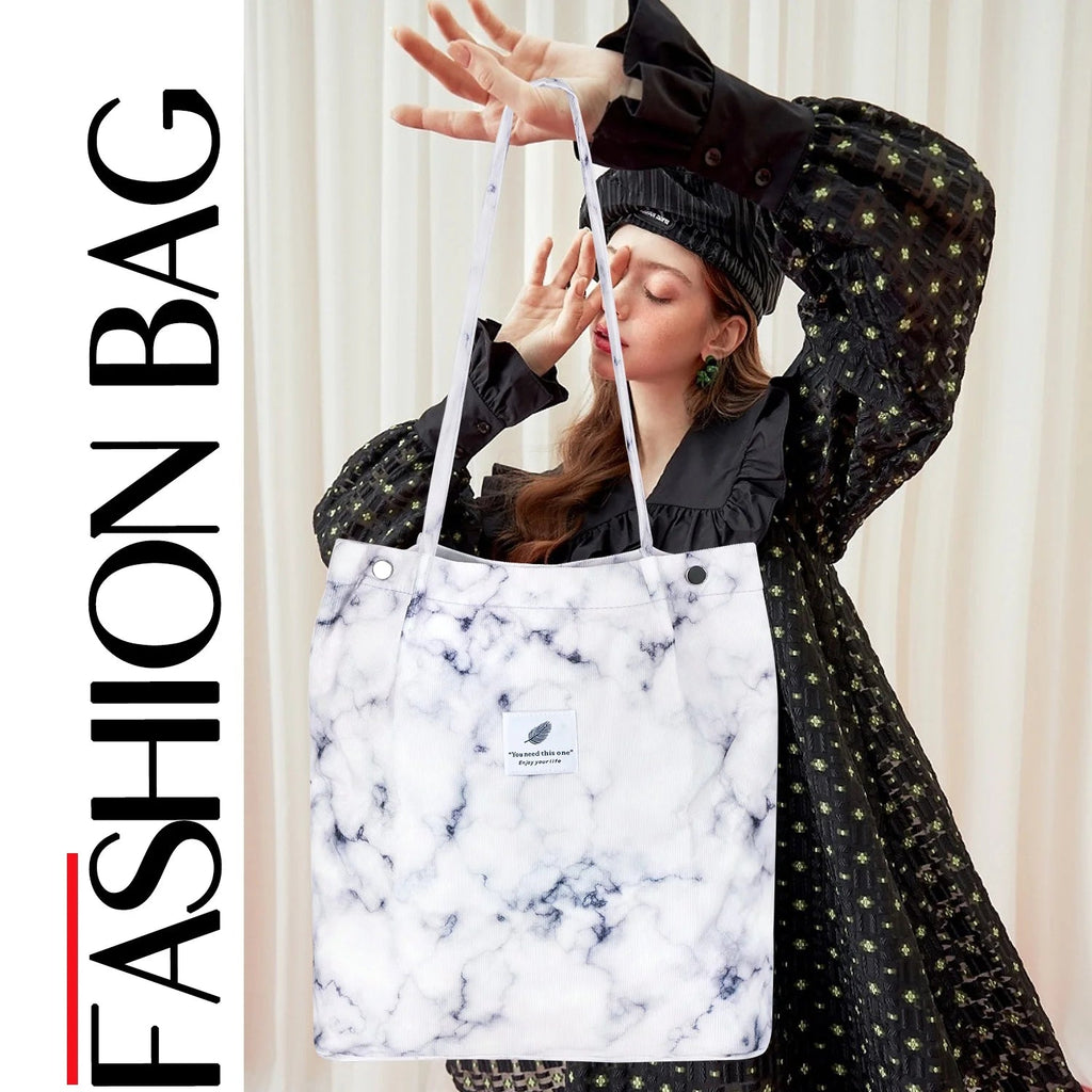 Corduroy Tote Bag Large for Women Girl Lady Canvas Shoulder Cord Purse and Handbags with Inner Pocket - soblessed95.store