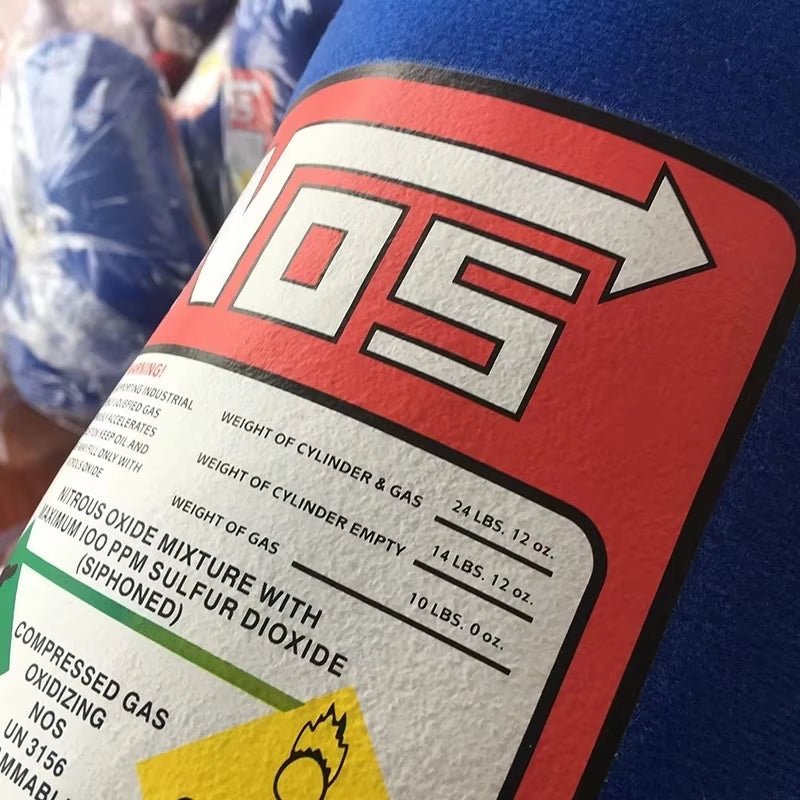 Creative NOS Nitrous Oxide Bottle New Plush Toys Pillow Stuffed Soft Turbo JDM Cushion Boy Gifts Car Decor Backrest Decoration - soblessed95.store