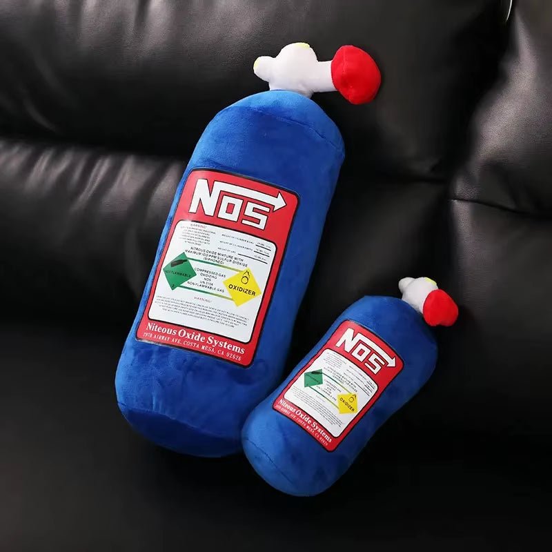Creative NOS Nitrous Oxide Bottle New Plush Toys Pillow Stuffed Soft Turbo JDM Cushion Boy Gifts Car Decor Backrest Decoration - soblessed95.store