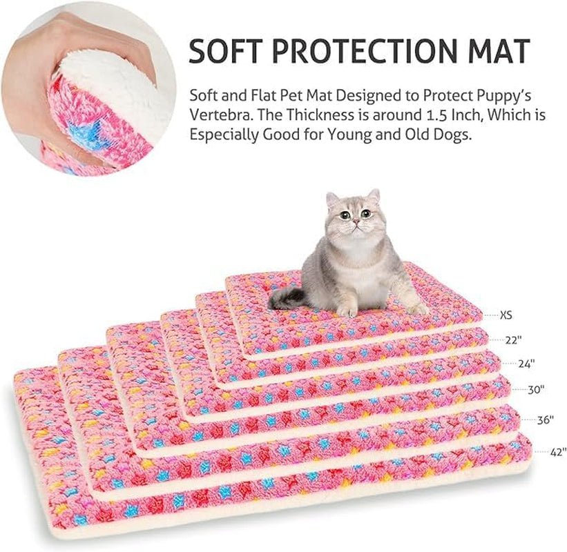 Dog Bed Crate Pad Ultra Soft Pet Bed with Cute Star Print Washable Crate Mat for Large Medium Small Dogs Reversible Fleece Dog Crate Kennel Mat Cat Bed Liner 29 X 21 Inch Pink - soblessed95.store