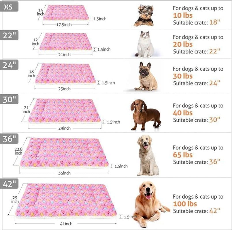 Dog Bed Crate Pad Ultra Soft Pet Bed with Cute Star Print Washable Crate Mat for Large Medium Small Dogs Reversible Fleece Dog Crate Kennel Mat Cat Bed Liner 29 X 21 Inch Pink - soblessed95.store