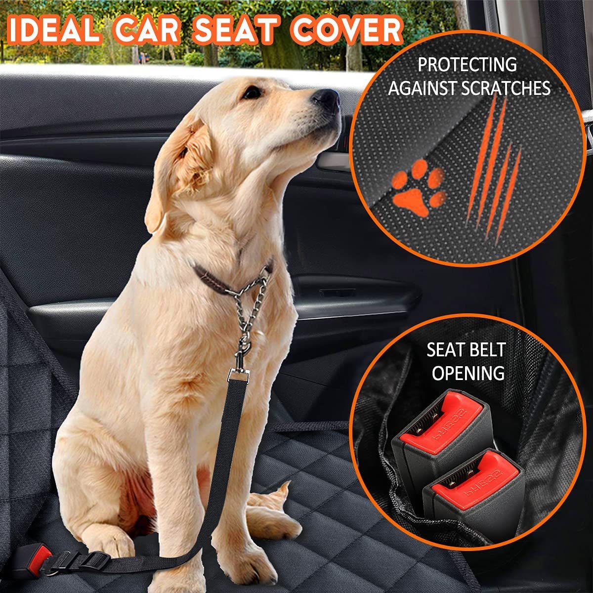 Dog Car Seat Cover, Back Seat Cover for Dogs Pet Car Seat Protector Waterproof Bench Car Seat Cover, Non - Slip Reat Seat Cover Fits Middle Armrest for Most Cars Trucks Suvs - Black - soblessed95.store