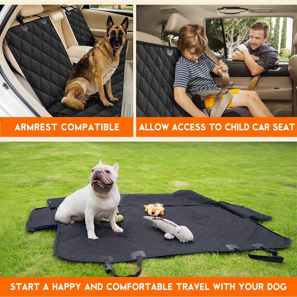 Dog Car Seat Cover, Back Seat Cover for Dogs Pet Car Seat Protector Waterproof Bench Car Seat Cover, Non - Slip Reat Seat Cover Fits Middle Armrest for Most Cars Trucks Suvs - Black - soblessed95.store
