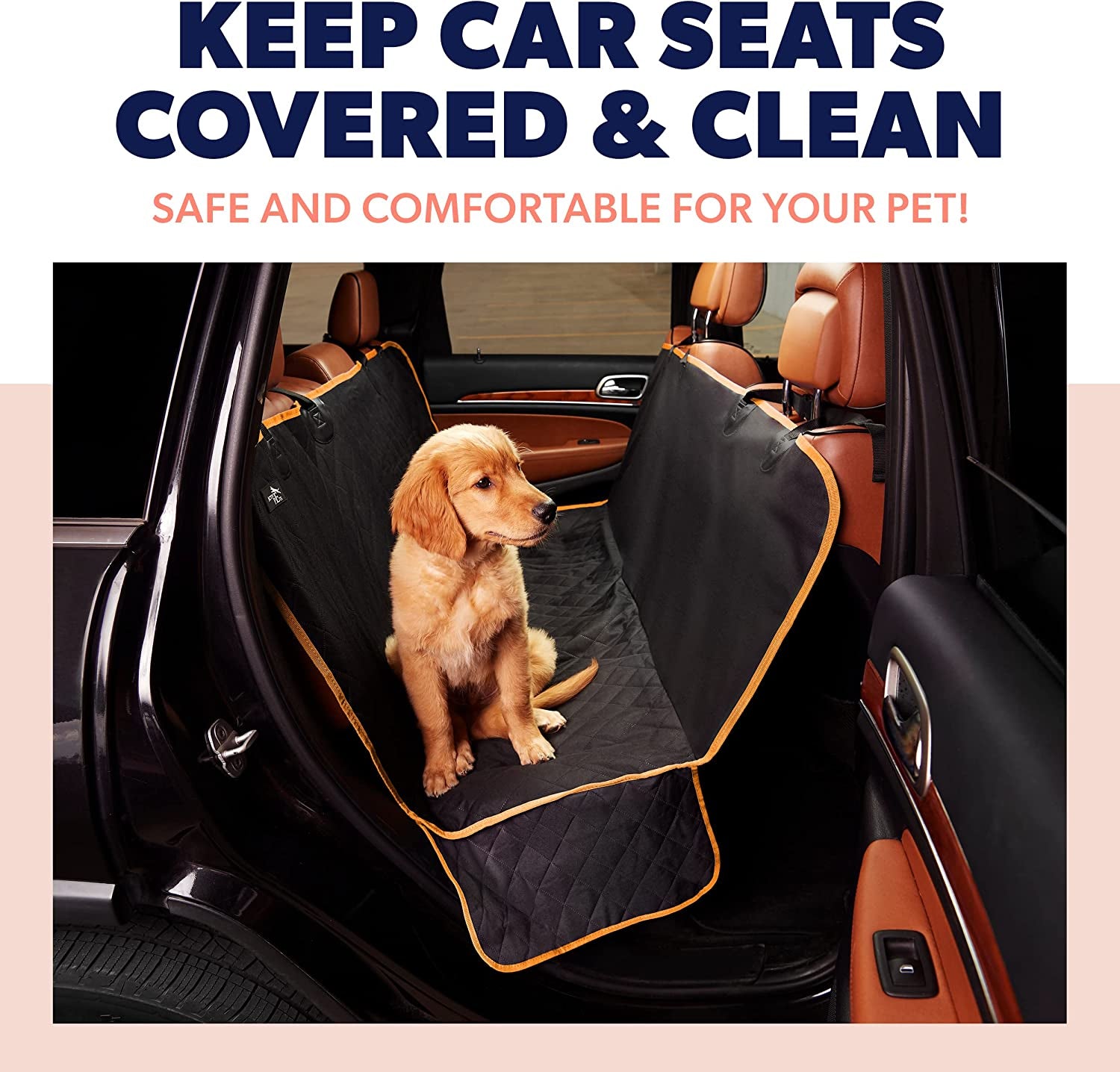 Dog Car Seat Cover for Back Seat, Waterproof Pet Hammock Protector, Durable Nonslip Seat Protection SUV Truck, Standard 53"X56", Orange - soblessed95.store