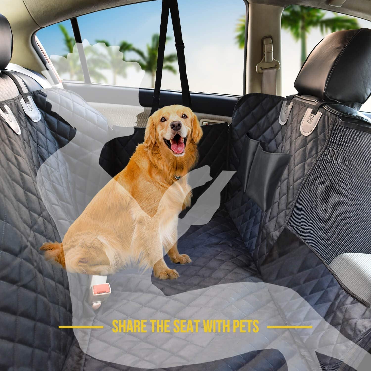 Dog Seat Cover for Back Seat, 100% Waterproof with Mesh Window, Scratch Prevent Anti - Slip Dog Car Hammock, Standard - soblessed95.store