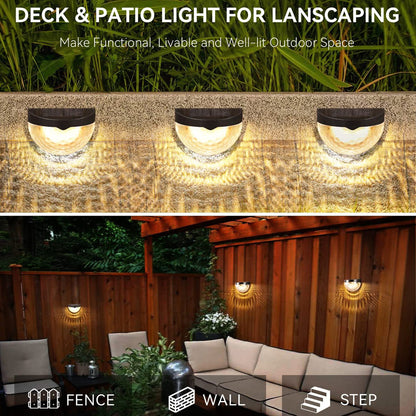 2PCS Solar Fence Lights Outdoor Garden Waterproof Wall Mount Decorative Lights