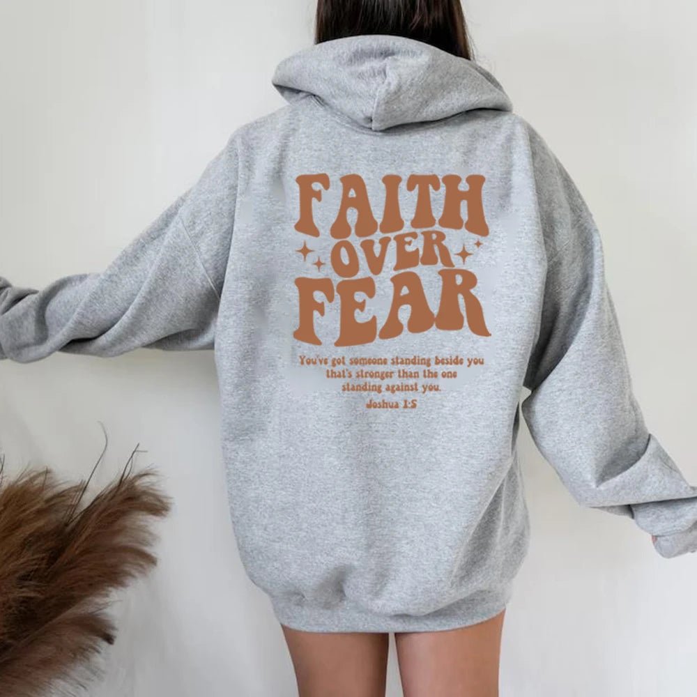 Faith over Fear Hoodie Christian Sweatshirt Trendy Faith Shirt Cute Religious Hooded Preppy Women Christian Sweater Hoodies - soblessed95.store
