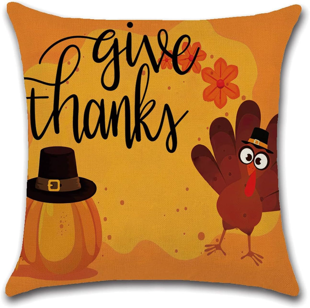 Fall Pillow Covers 18 X 18, Thanksgiving Pillows Decorative Throw Pillows Cases Set of 4, Fall Cushion Pillowcase (Off White) - soblessed95.store