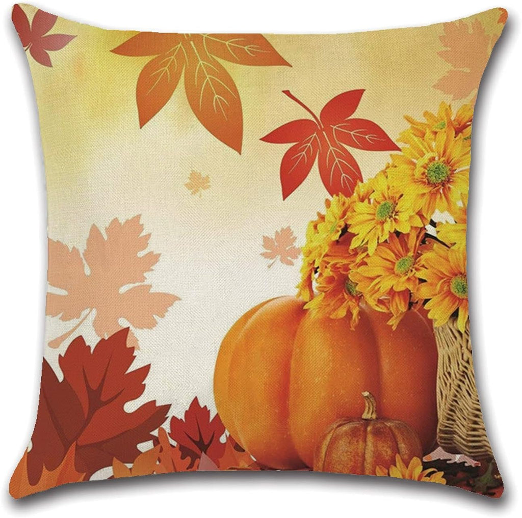 Fall Pillow Covers 18 X 18, Thanksgiving Pillows Decorative Throw Pillows Cases Set of 4, Fall Cushion Pillowcase (Off White) - soblessed95.store