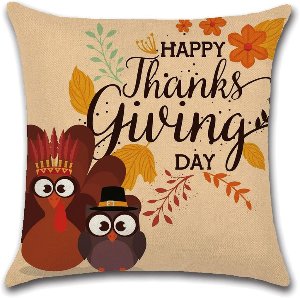 Fall Pillow Covers 18 X 18, Thanksgiving Pillows Decorative Throw Pillows Cases Set of 4, Fall Cushion Pillowcase (Off White) - soblessed95.store