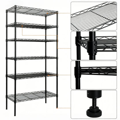 5-Tier Wire Shelving Unit, Steel Storage Rack for Garage Office Kitchen Black, 30" W X 14" D X 60" H