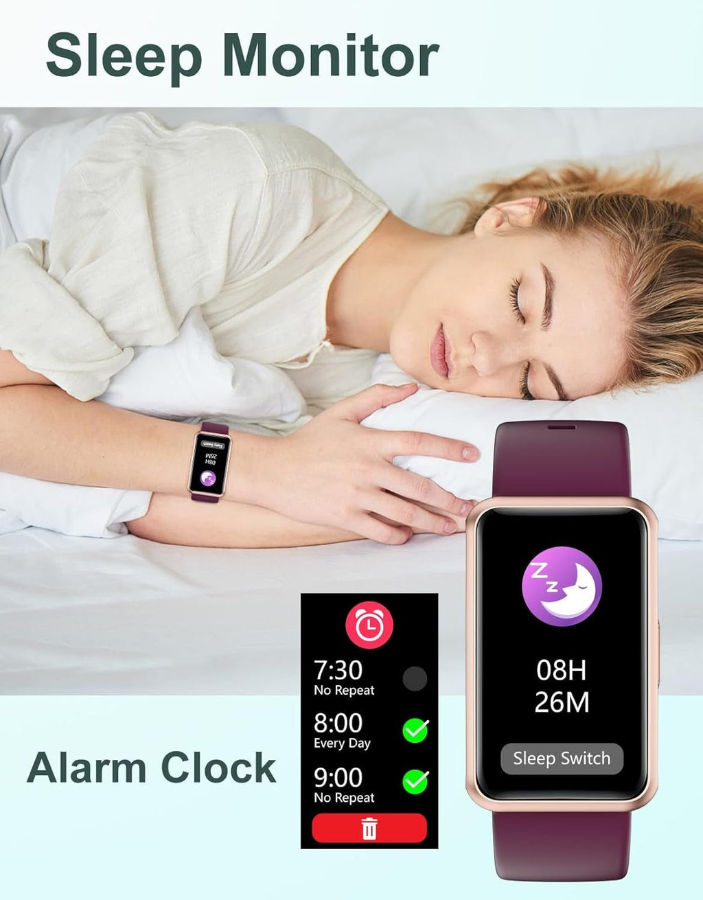 Fitness Tracker No Bluetooth No APP No Phone Needed, Fitness Watch for Men Women Parents IP68 Waterproof with Full Touch Screen Steps Calories Counter Sleep Tracker Alarm Clocks (Purple) - soblessed95.store