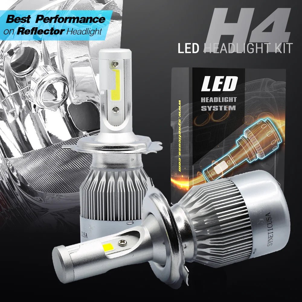 H4 All in One 100W 10000LM CREE LED Headlight DRL Kit/High/Low Beam/Fog Lamp Kit Light Bulbs White (H4, White) - soblessed95.store