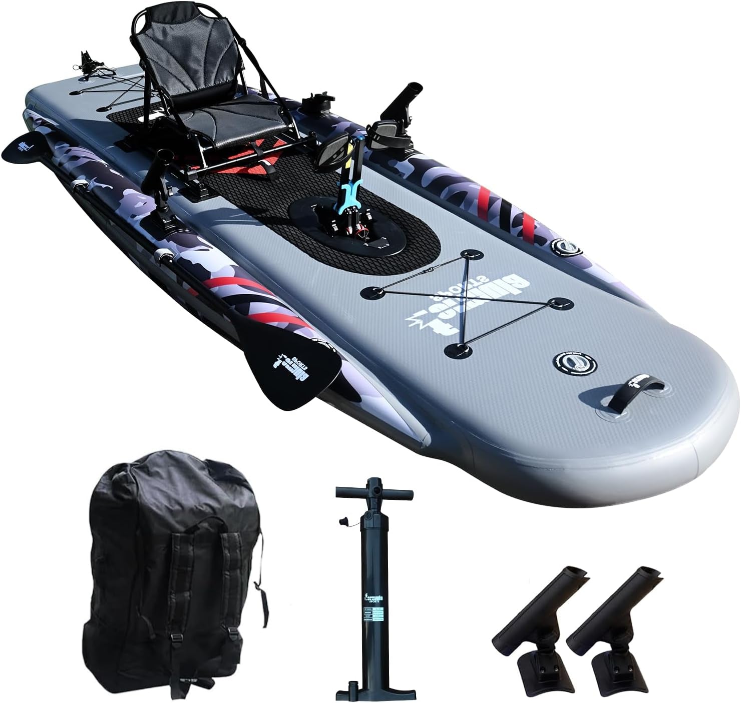 Inflatable Fishing Kayak for Adults - 1 Person, Pedal Drive, Folding, with Movable Seat, Hand Pump & Paddle & Oxford Bag, 410Lbs Capacity - soblessed95.store