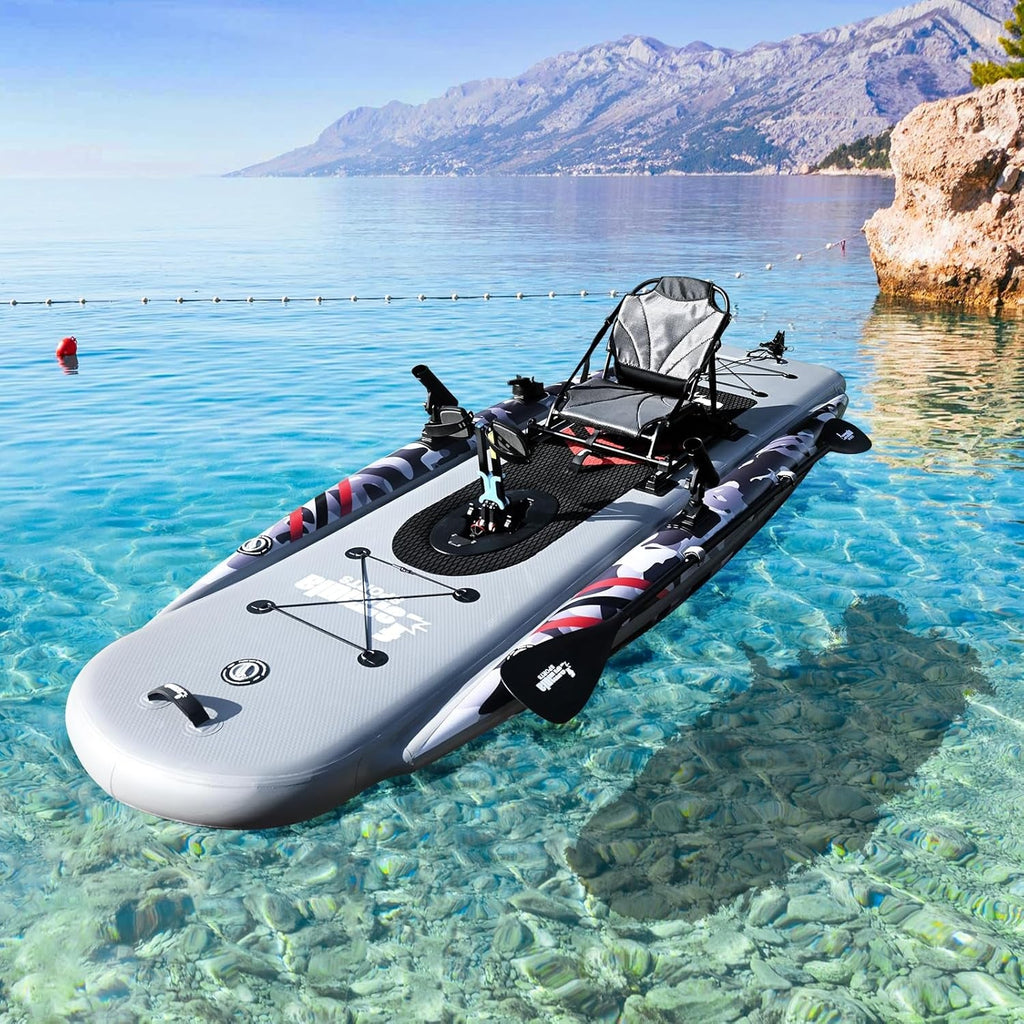 Inflatable Fishing Kayak for Adults - 1 Person, Pedal Drive, Folding, with Movable Seat, Hand Pump & Paddle & Oxford Bag, 410Lbs Capacity - soblessed95.store