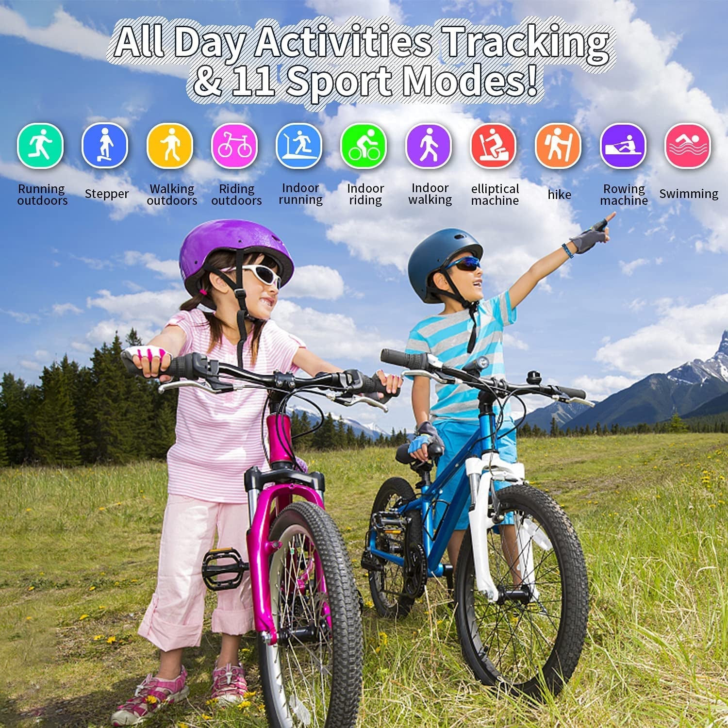 Kids Watch Fitness Tracker, Fitness Watches for Kids, Activity Tracker with Pedometers, Stopwatch, IP68 Waterproof, 11 Sport Modes Smart Watch for Kids Age 6 - 16 Years Old - soblessed95.store