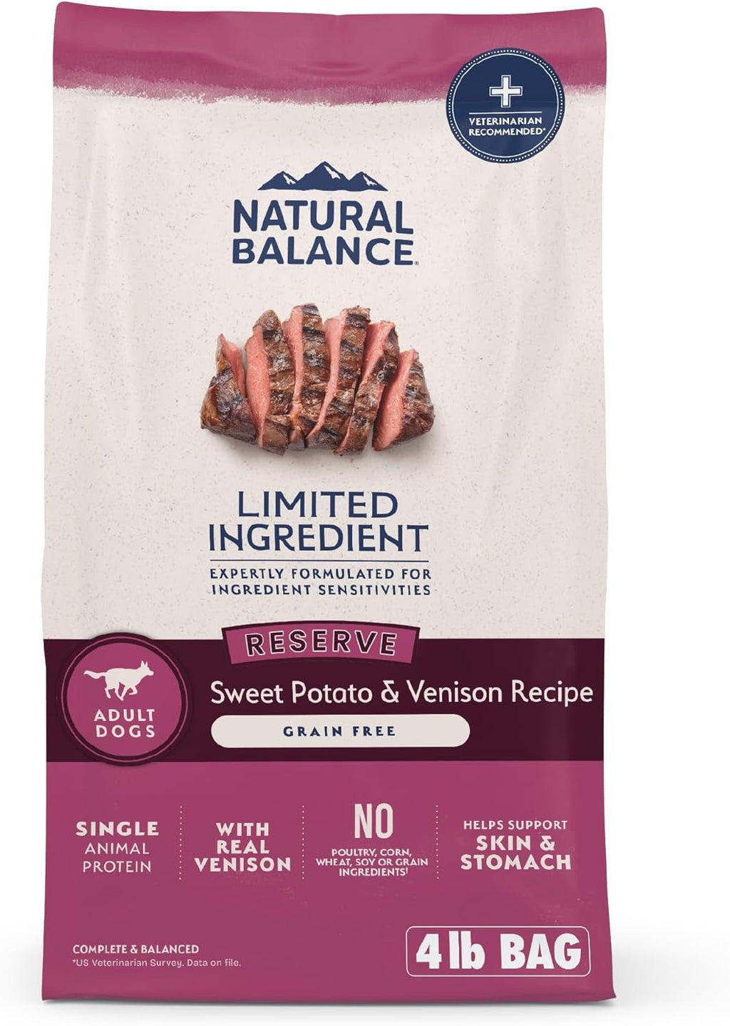 Limited Ingredient Adult Grain - Free Dry Dog Food, Reserve Sweet Potato & Venison Recipe, 4 Pound (Pack of 1) - soblessed95.store